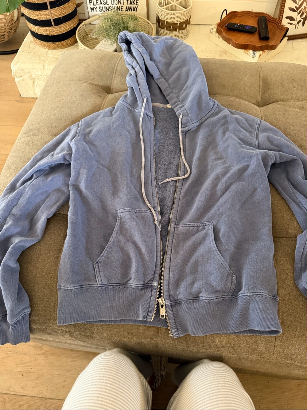Light Blue Zip-Up Hoodie Jacket - John Gault